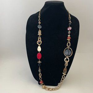 Ruby Rd Gold Tone Multi Design Beaded Linked Adjustable Necklace